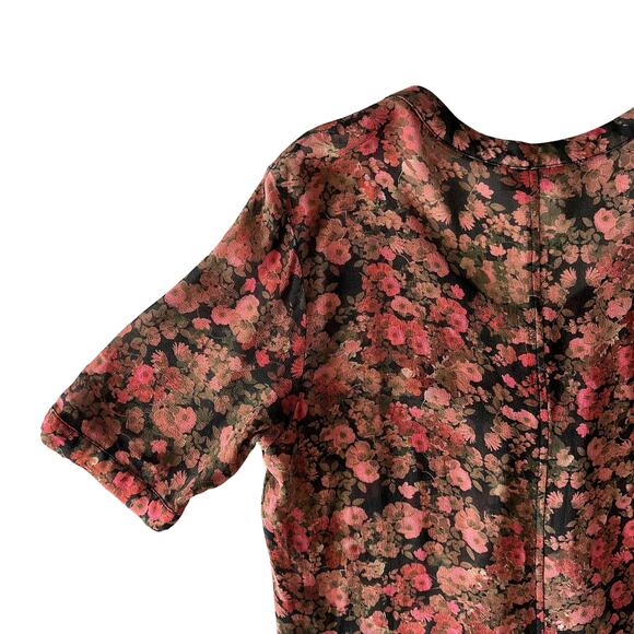 Wrap London Sheer Floral Scoop Neck Dark Romantic Short Sleeve Tunic Dress 8 - Picture 6 of 11